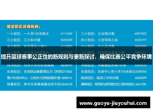 提升篮球赛事公正性的新规则与更新探讨，确保比赛公平竞争环境